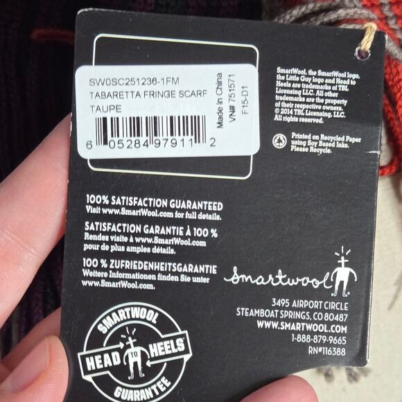 Smartwool Tabaretta Fringe Merino Wool Striped Infinity Scarf NEW - Picture 6 of 8